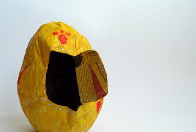 toy easter egg made with papier mache