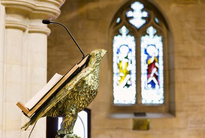 Microphone and podium in church