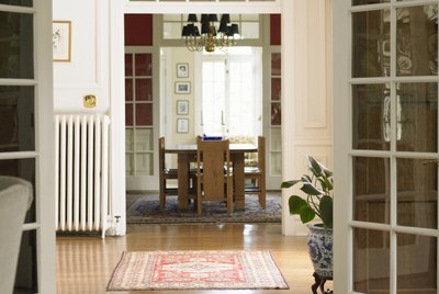 Interior of home from living room through entry way and dining area