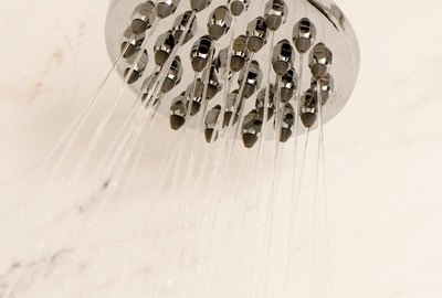 Shower head with flowing water