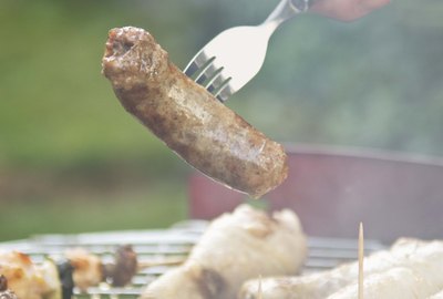 Grilling food outdoors