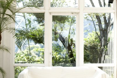 Coffee table and sofa in conservatory