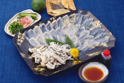 Sliced of Blowfish, High Angle View