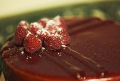 Chocolate ganache cake with raspberries