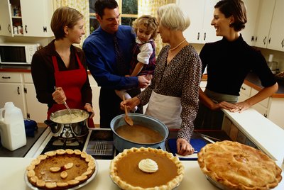 Family Preparing Thanksgiving Dinner