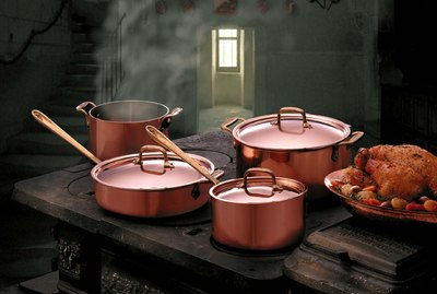 Copper Pots in Kitchen