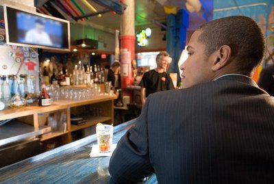 Young man in bar