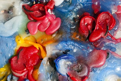 colorful burnt down candles