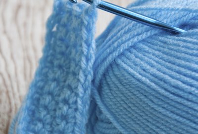 Crochet hook and knitting yarn