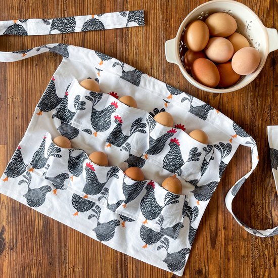 egg apron and supplies