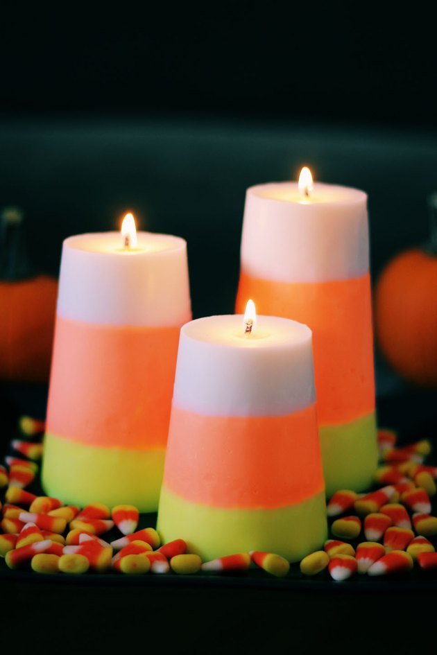 set of candy corn candles