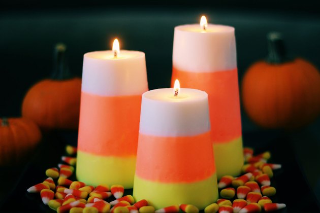 DIY "Candy Corn" Decorative Candles