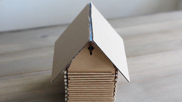Cake board "roof" placed on top of gable box