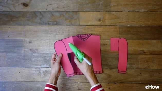Assembling template for DIY Ugly Christmas Sweater Gift Wrap template