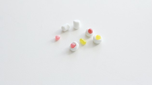 Jelly bean halves stuck inside mini marshmallows