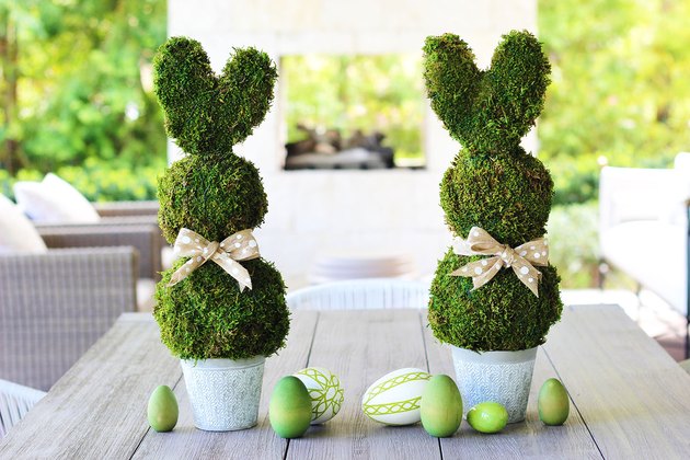 DIY Moss Bunny Topiary Centerpieces