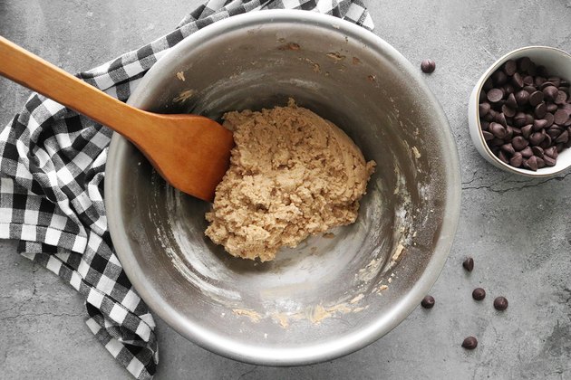 Mix cookie dough with spatula