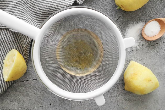 Strain lemon syrup