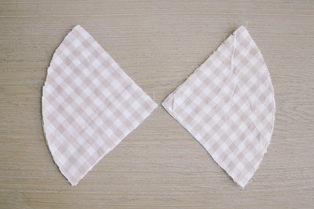 Fabric pie pieces placed with right sides together