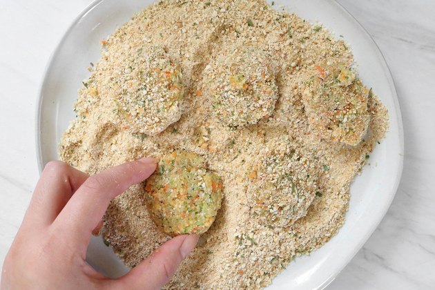 Coat veggie nuggets with bread crumbs