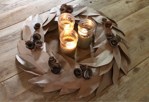 DIY Fall Wreath from Recycled Grocery Bags