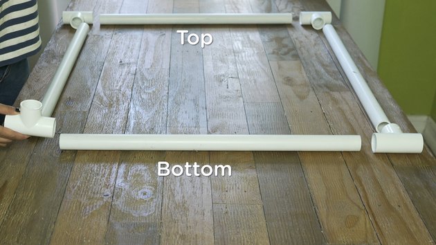 Assembling PVC pipes and tee connectors for DIY PVC Pipe Pet Gate