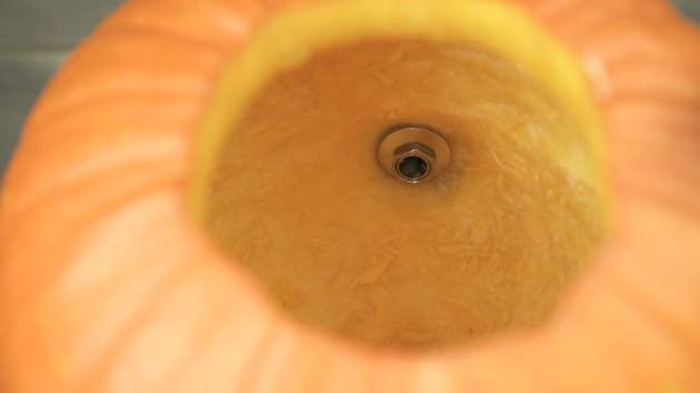 Attaching beverage dispensing spigot to pumpkin for DIY Pumpkin Keg