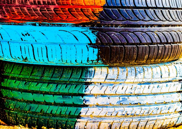 Paint stains on the wall. Graffiti wall. Colorful painting on a concrete wall. Car tire texture.