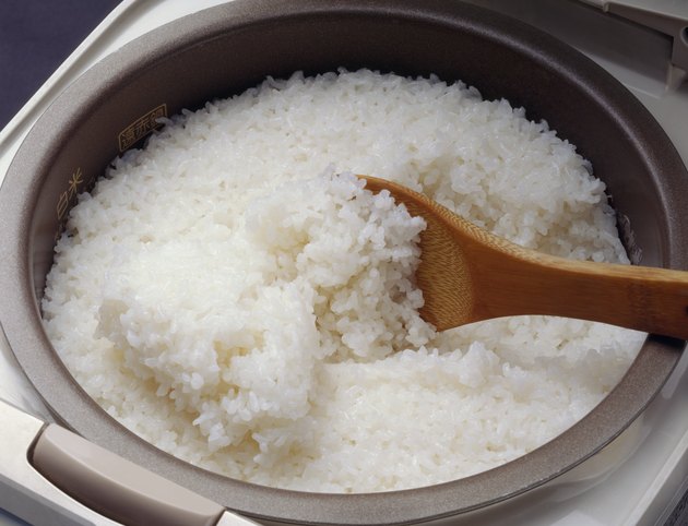 Steamed rice in rice cooker