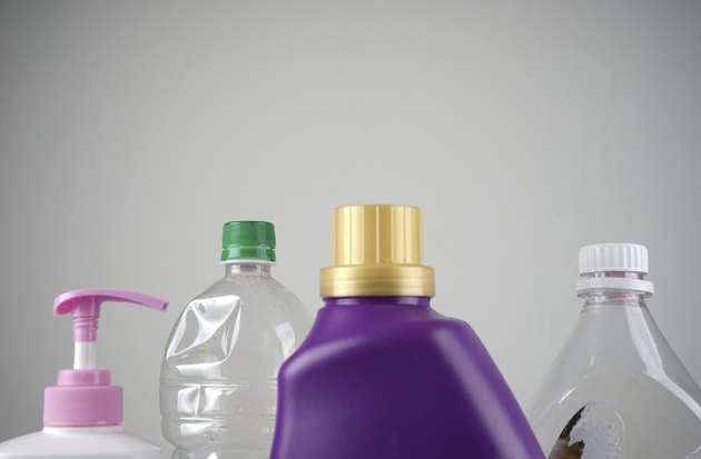 Plastic bottle with copy space in white background