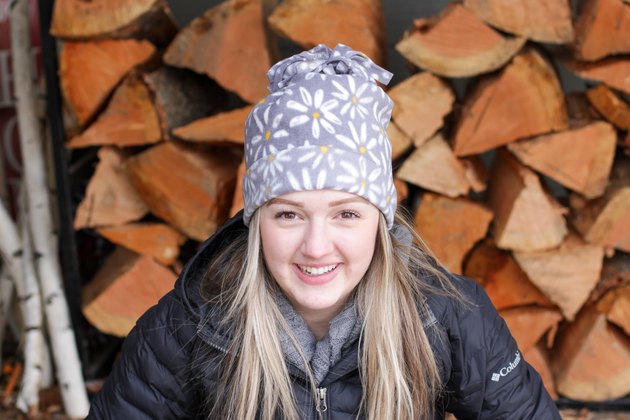 girl wearing fleece hat