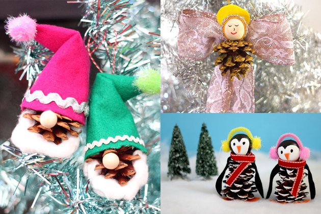 3 DIY Pinecone Christmas Tree Ornaments