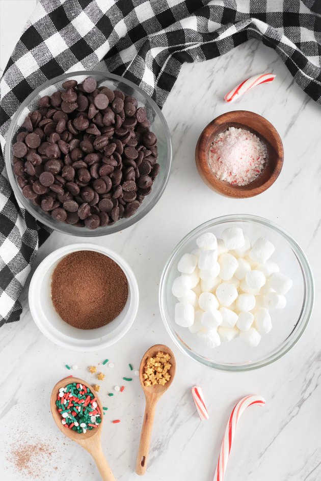 Ingredients for hot chocolate cocoa bombs