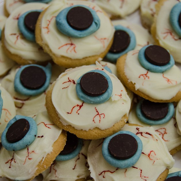Sugar cookies topped with candy eyeballs