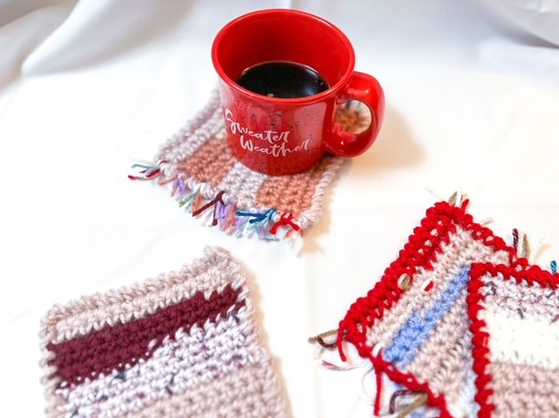 Cozy Coasters Made From Leftover Yarn (Really!)