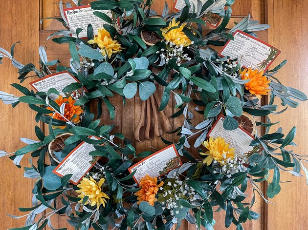 A Keepsake Wreath Made with Family Recipe Cards