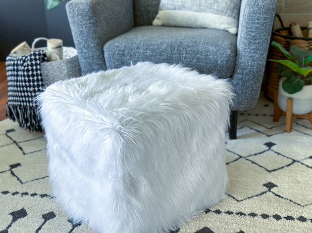 A Stylish Ottoman Pouf With Faux Fur & Glam Vibes