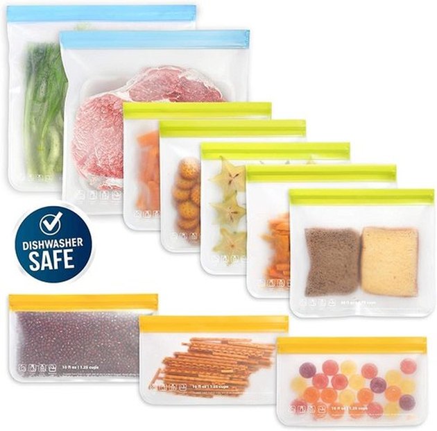 SPLF Dishwasher Safe Reusable Storage Bags, Stand Up Freezer Bags