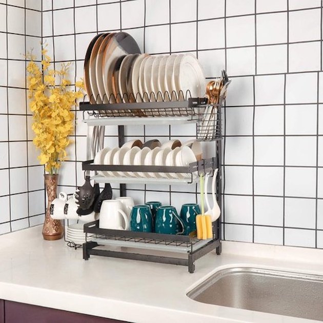 Food52 Five Two Drying Rack, Over the Sink with Utensil Caddy, 3