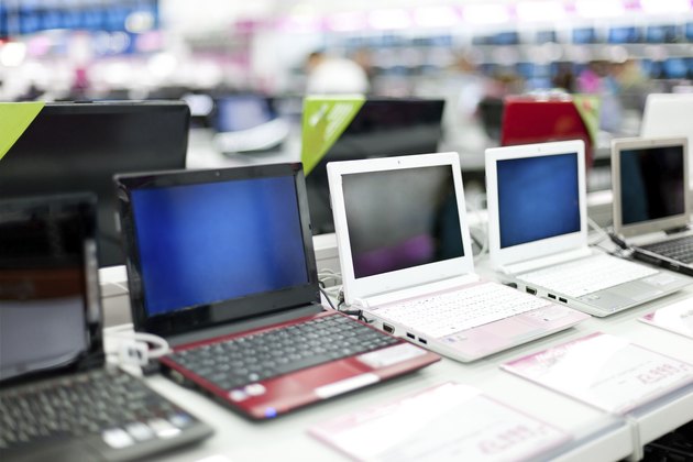 Sale of laptops in shop