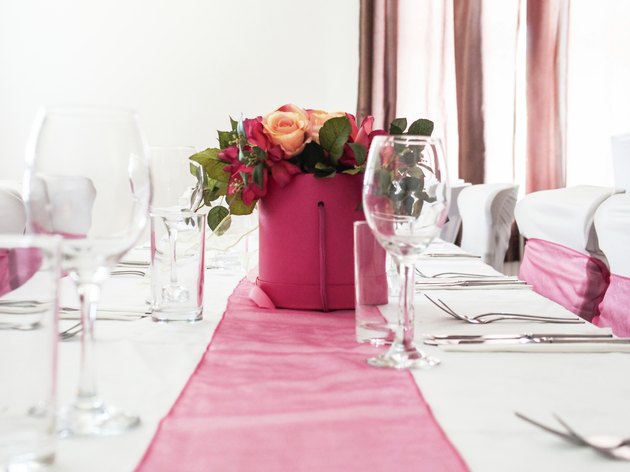 Wedding Party Table with Chairs and table runner