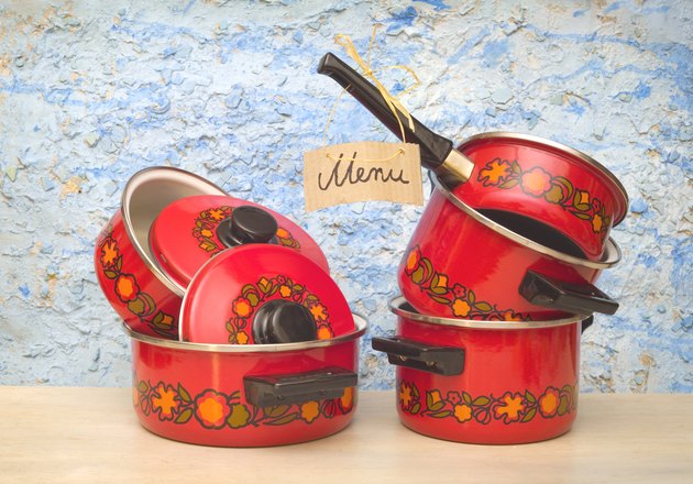 cooking pots with menu sign