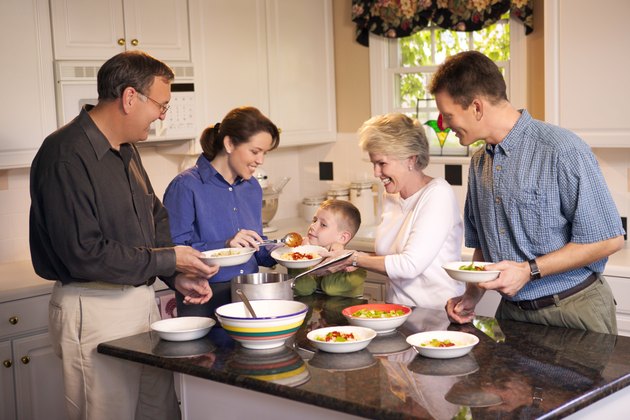 Family serving meal