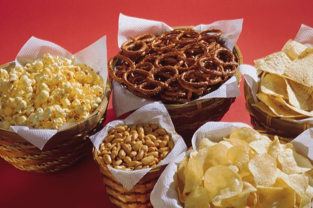 Baskets of assorted snacks