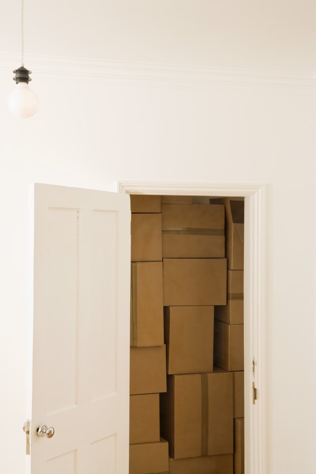 Room full of cardboard boxes