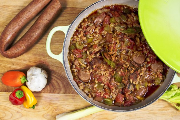Jambalaya with ingredients