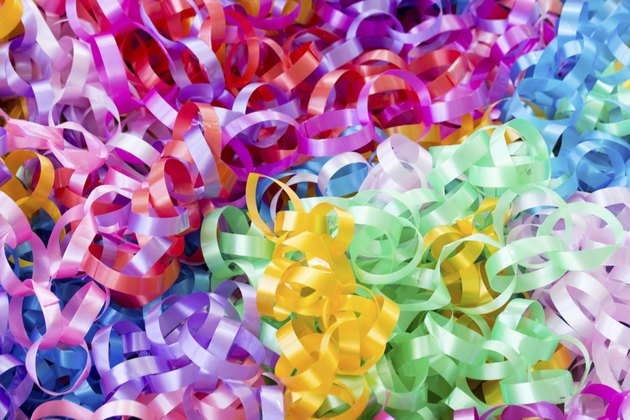 Colorful curled ribbons