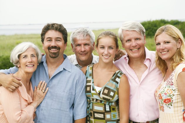 Extended family outdoors