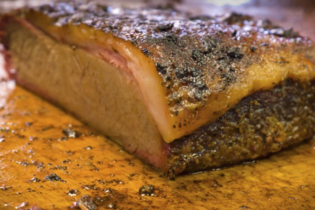 Barbecue brisket slab on cutting board