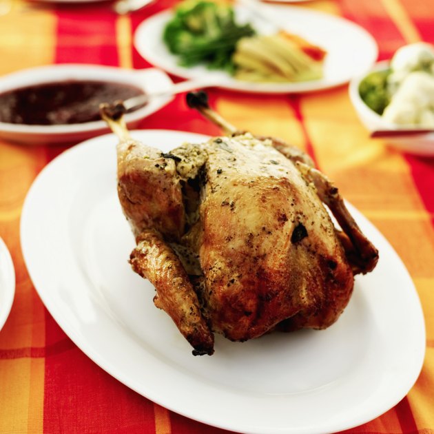 Roast turkey on a dinner table